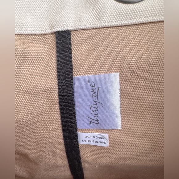Thirty-One Tan & Cream Canvas Tote Bag - Earth Tone Bag, Letter D Tote Bag - Picture 5 of 8